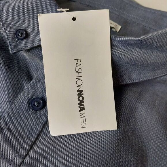 Fashion Nova Mens NWT Button Down Shirt Size 3XL Blue Preppy Event Career - Picture 4 of 9